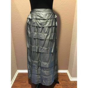 Krista Larson Pewter Ruffle Tiered Skirt Silk Os - image 1